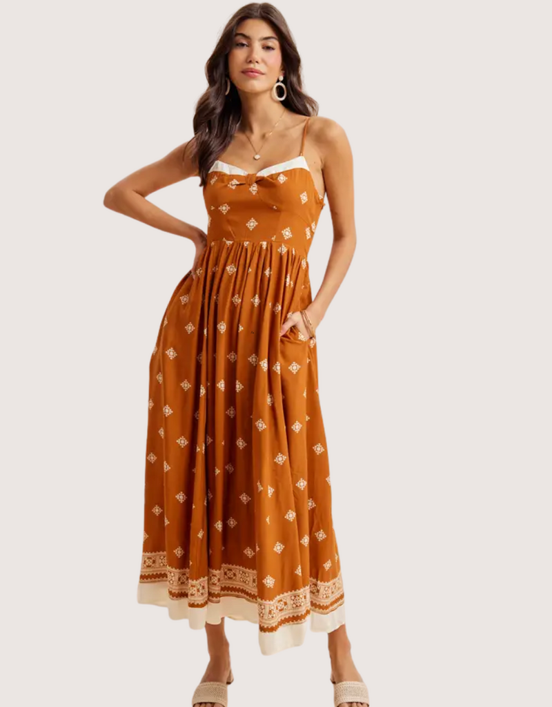 IN LOOM Border Print Maxi Resort Dress