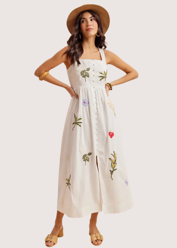 IN LOOM Large Embroidered Maxi Dress White