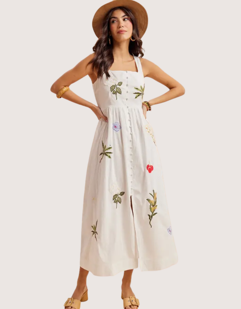 IN LOOM Large Embroidered Maxi Dress White