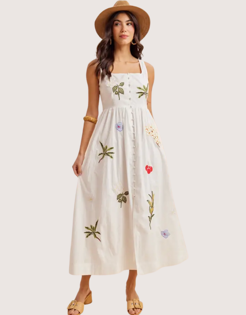 IN LOOM Large Embroidered Maxi Dress White