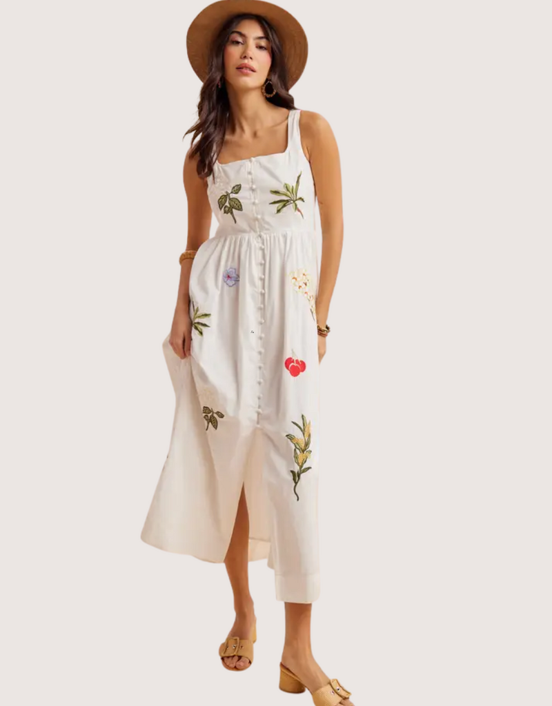 IN LOOM Large Embroidered Maxi Dress White
