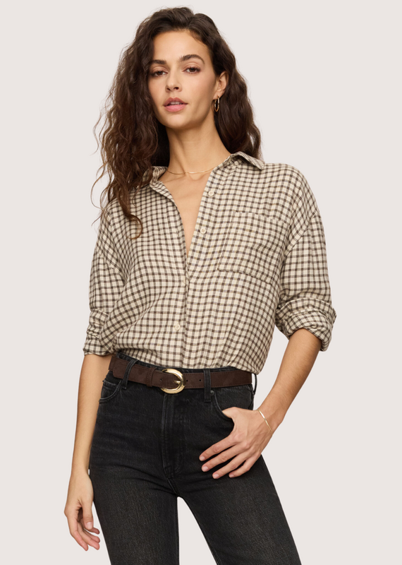 Z SUPPLY River Plaid Button Up Dark Chocolate