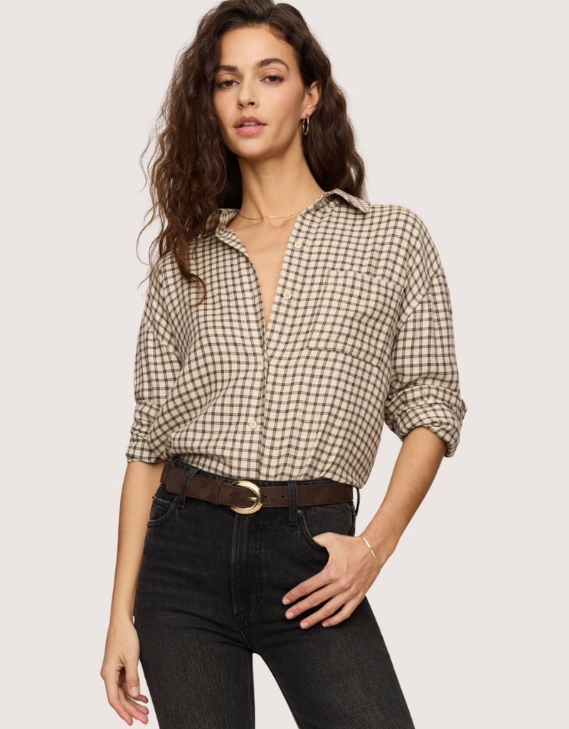 Z SUPPLY River Plaid Button Up Dark Chocolate