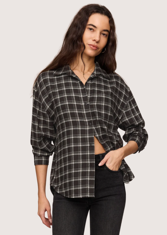 Z SUPPLY River Plaid Button Up Ash Black