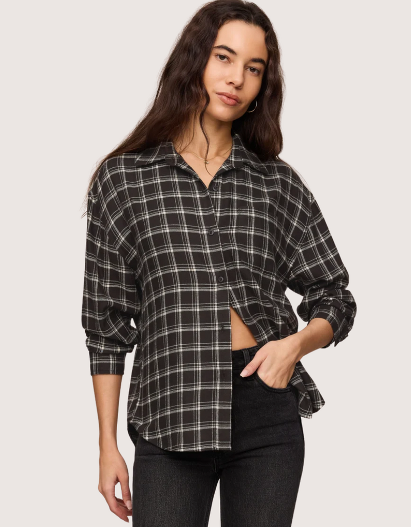 Z SUPPLY River Plaid Button Up Ash Black