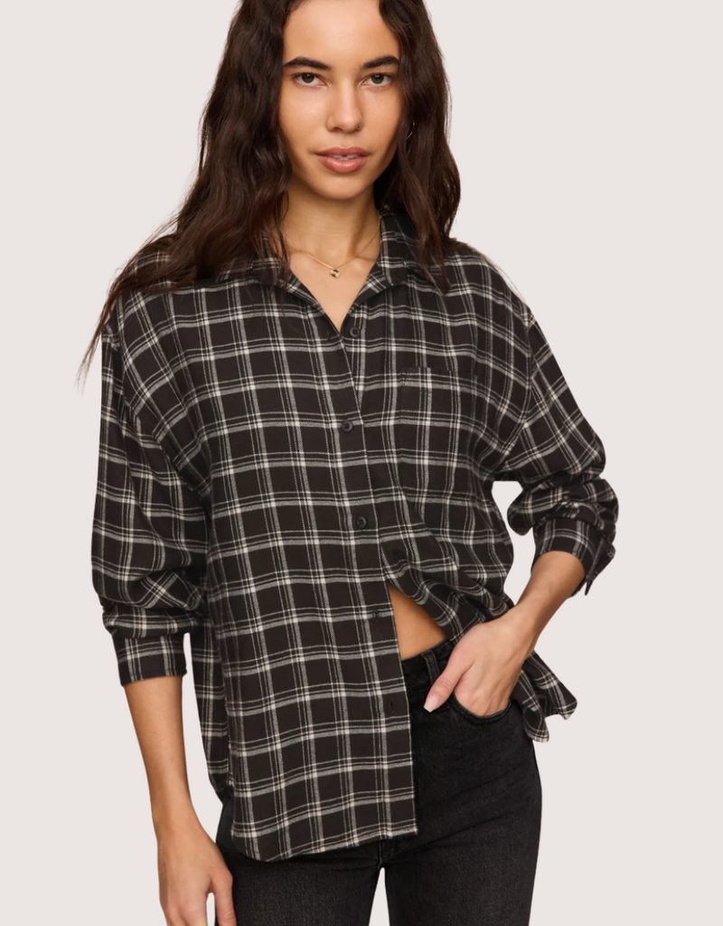 Z SUPPLY River Plaid Button Up Ash Black
