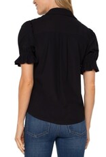 Liverpool Los Angeles elbow puff sleeve snap front knit shirt