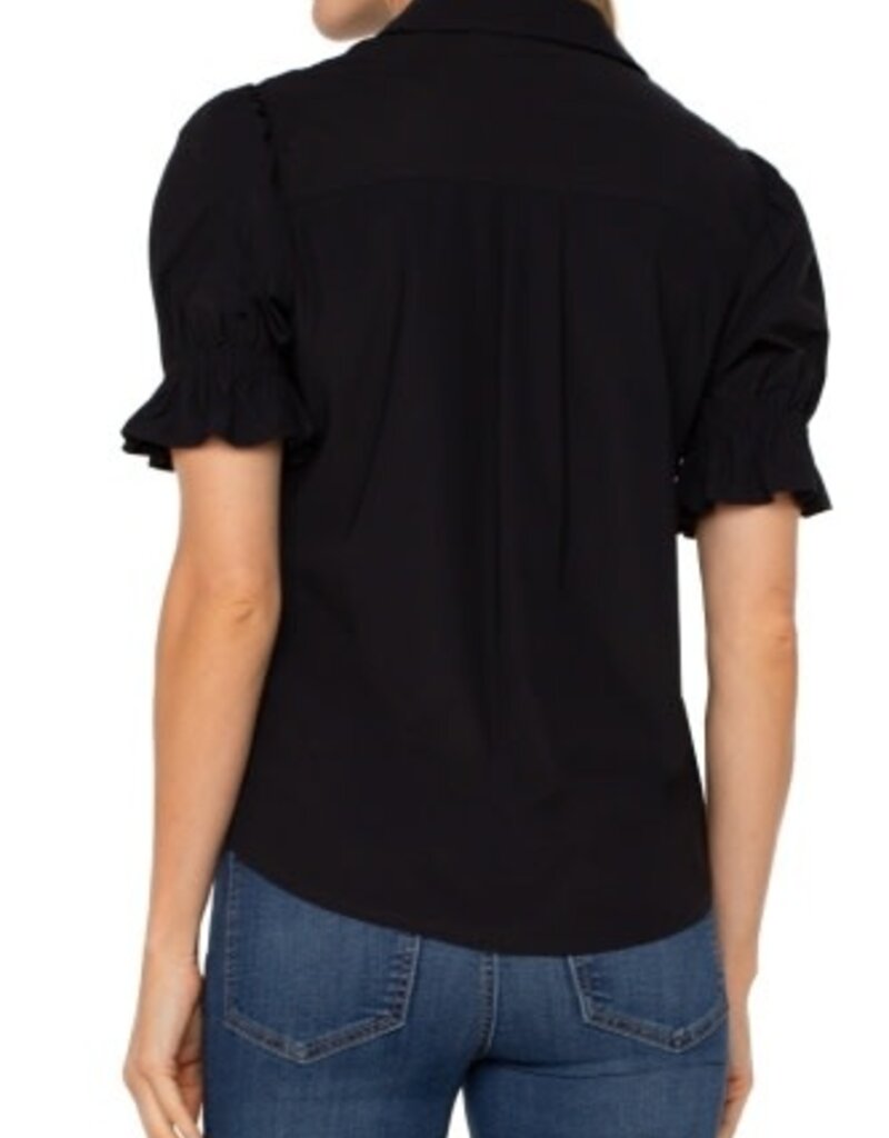 Liverpool Los Angeles elbow puff sleeve snap front knit shirt