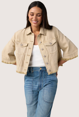 Liverpool Los Angeles 3/4 slv frayed flounce jacket