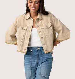Liverpool Los Angeles 3/4 Sleeve Frayed Flounce Jacket