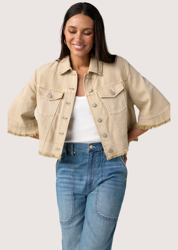Liverpool Los Angeles 3/4 Sleeve Frayed Flounce Jacket