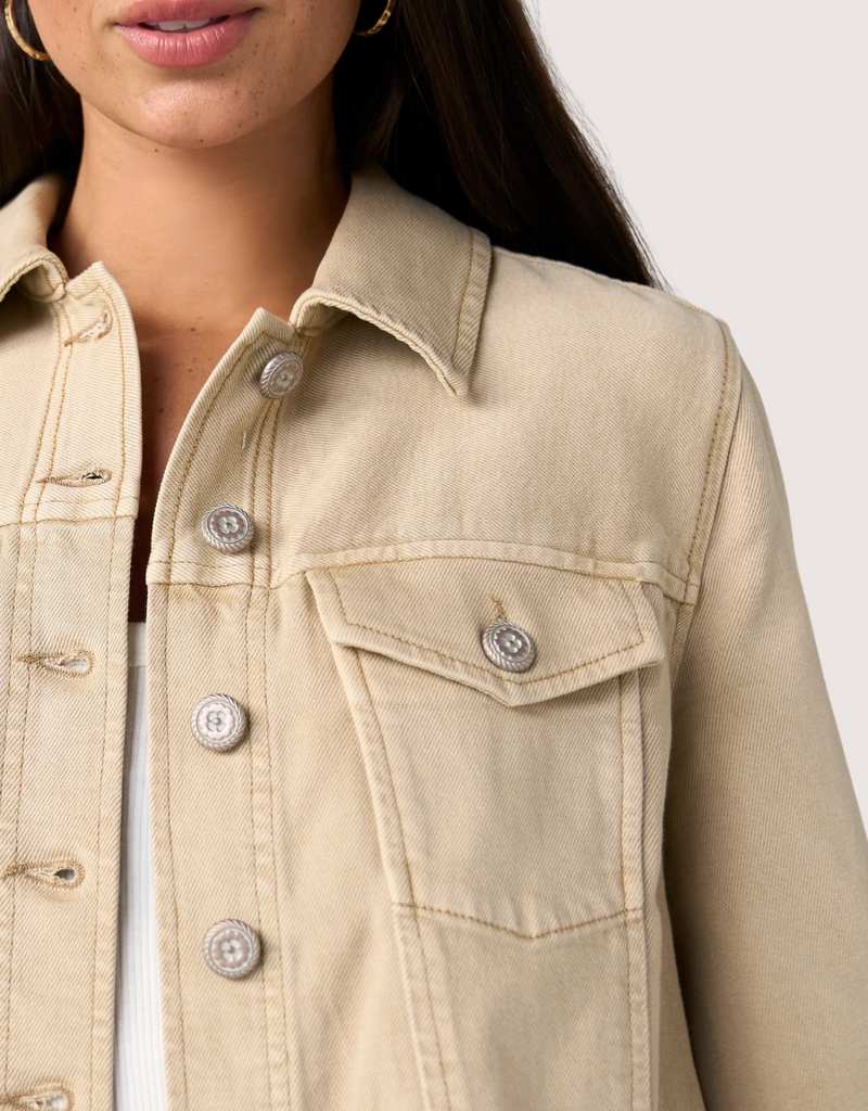 Liverpool Los Angeles 3/4 slv frayed flounce jacket