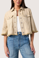 Liverpool Los Angeles 3/4 slv frayed flounce jacket