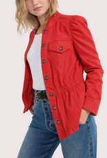 Liverpool Los Angeles puff slv trucker jacket w ruffle collar