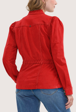 Liverpool Los Angeles puff slv trucker jacket w ruffle collar