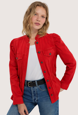 Liverpool Los Angeles puff slv trucker jacket w ruffle collar