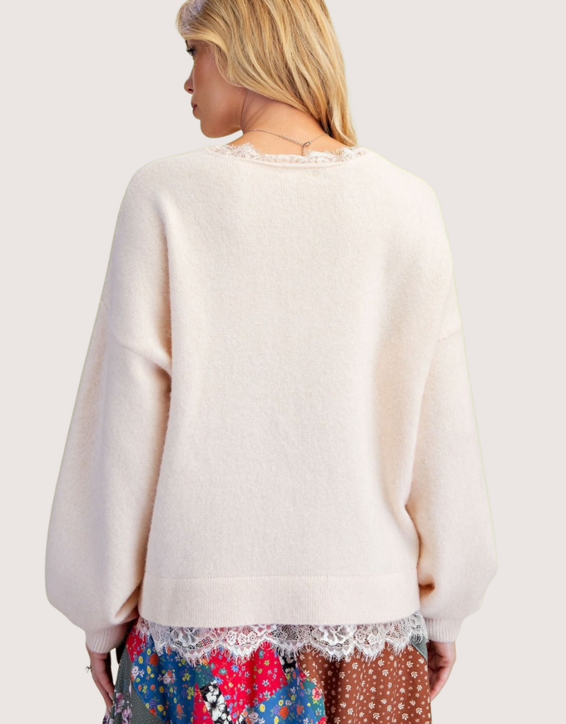 Cream Long Sleeve Blouse