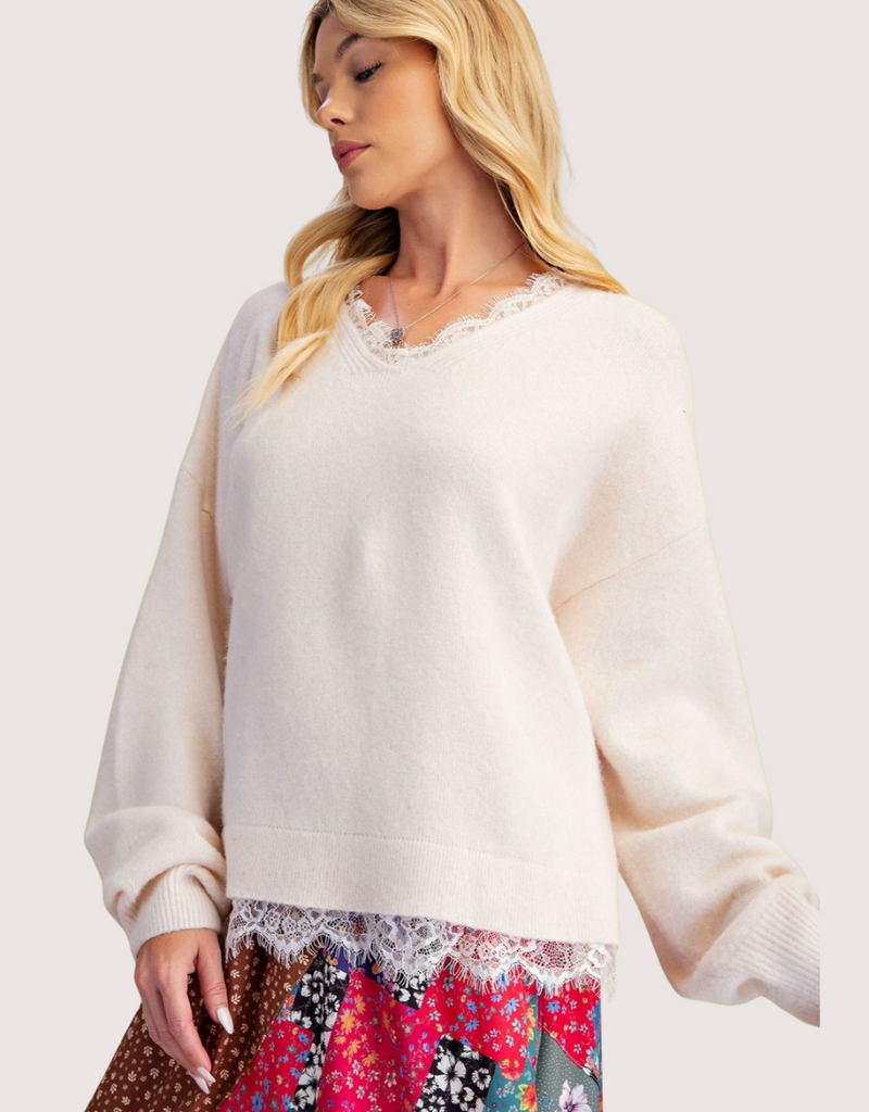 Cream Long Sleeve Blouse