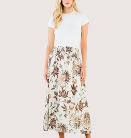 THML Floral Pattern Skirt Cream