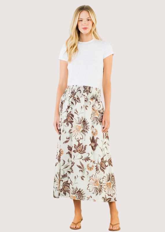 THML Floral Pattern Skirt Cream