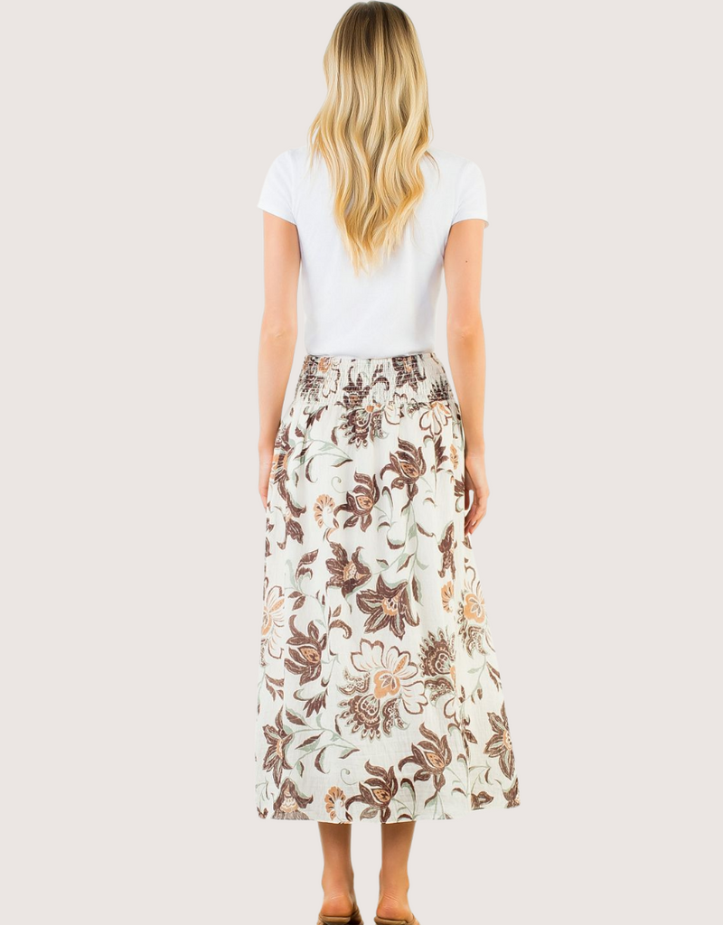 THML Floral Pattern Skirt Cream