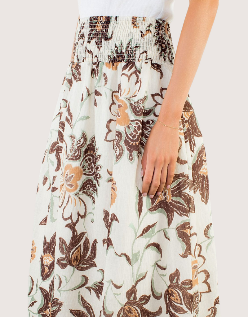 THML Floral Pattern Skirt Cream