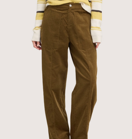GRADE & GATHER Moss Brown Mid Rise Barrel Pants