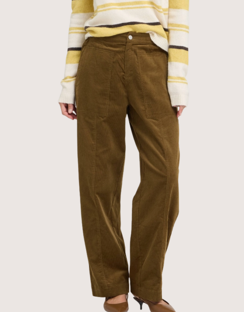 GRADE & GATHER Moss Brown Drawstring Pant