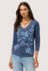JOHNNY WAS Sarai 3/4 Sleeve V-Neck Tee