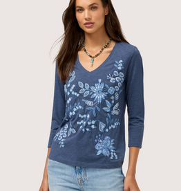 JOHNNY WAS Sarai 3/4 Sleeve V-Neck Tee