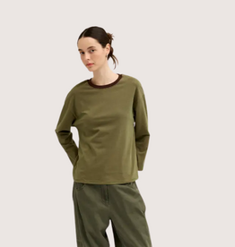 GRADE & GATHER Long Sleeve Crew Neck Tee Green Brown