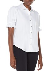 Liverpool Los Angeles elbow puff sleeve snap front knit shirt