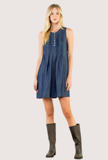 THML Button Front Midi Dress Dark Blue