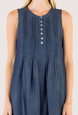 THML Button Front Midi Dress Dark Blue