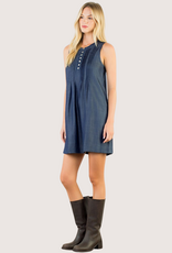 THML Button Front Midi Dress Dark Blue