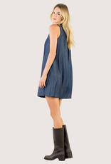 THML Button Front Midi Dress Dark Blue