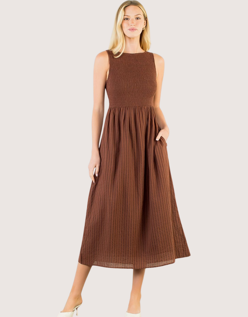 THML Sleeveless Brown Maxi Dress