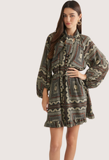 ENTRO Brown Combo 3/4 Sleeve Dress