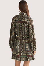 ENTRO Brown Combo 3/4 Sleeve Dress