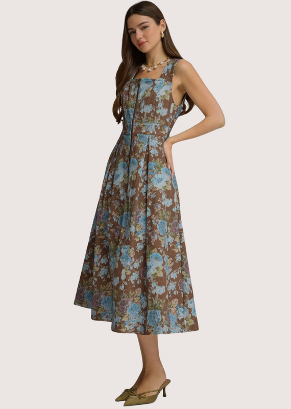 ENTRO Brown Sleeveless Maxi Dress