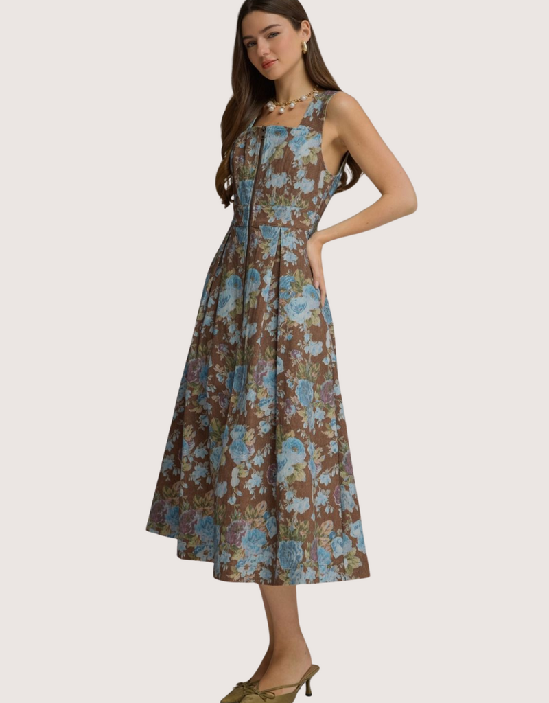 ENTRO Brown Sleeveless Maxi Dress