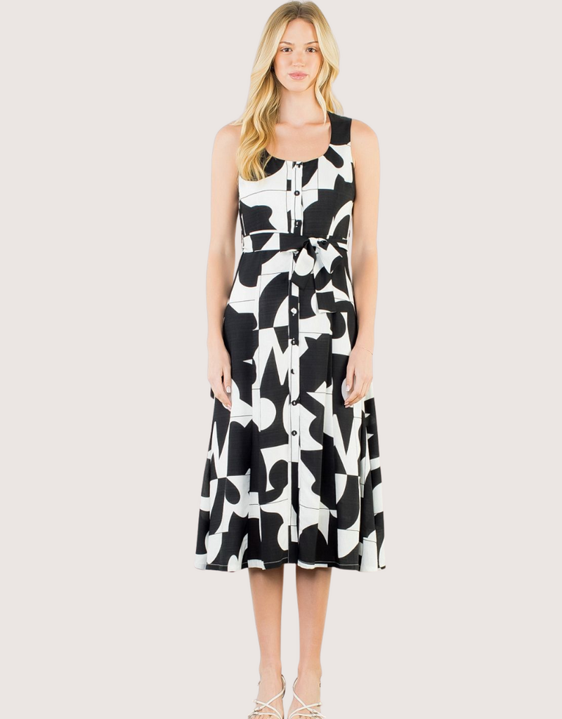 THML Black and White All Over Pattern Maxi Dress