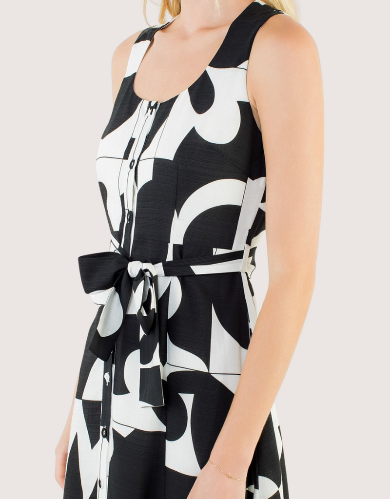 THML Black and White All Over Pattern Maxi Dress