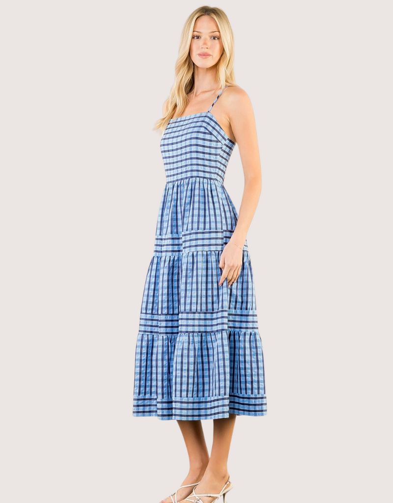 THML Blue Pattern Midi Sundress