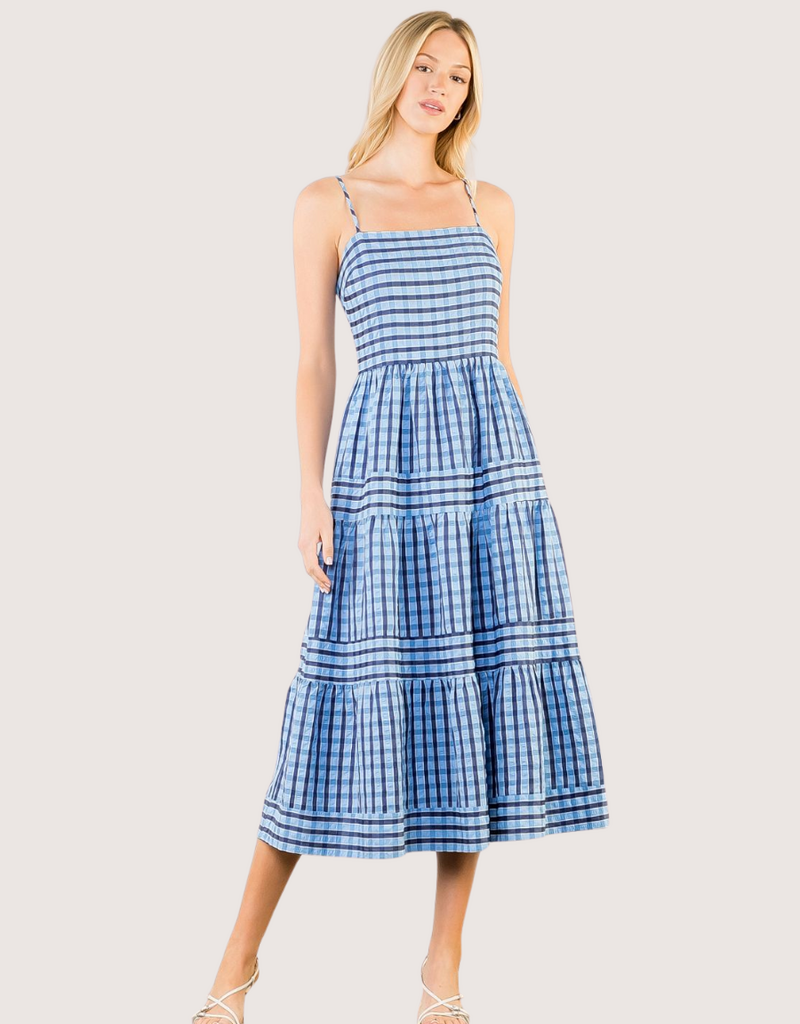 THML Blue Pattern Midi Sundress