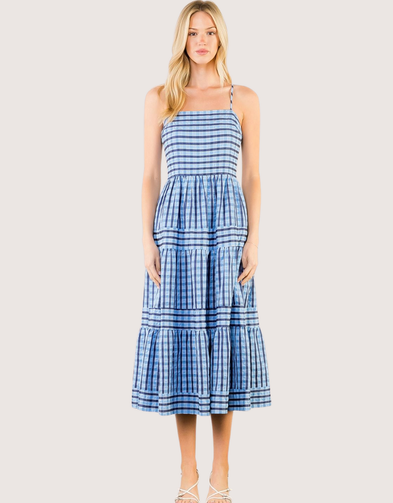 THML Blue Pattern Midi Sundress