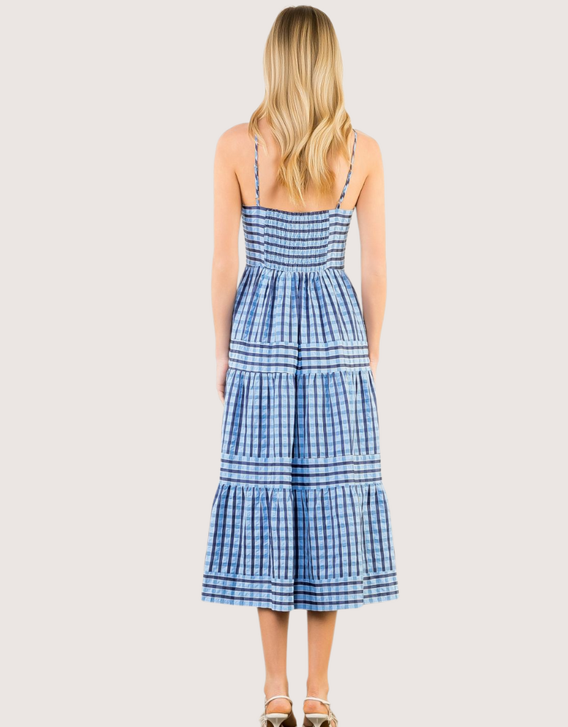 THML Blue Pattern Midi Sundress