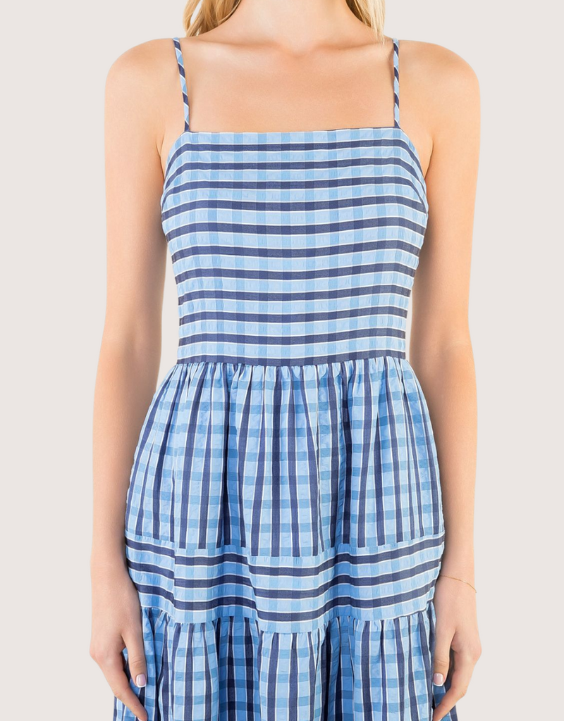 THML Blue Pattern Midi Sundress