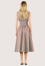THML Brown Zip Front Abstract Pattern Midi Dress