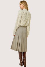 MYSTREE Pleated Checket Long Skirt Oatmeal Beige